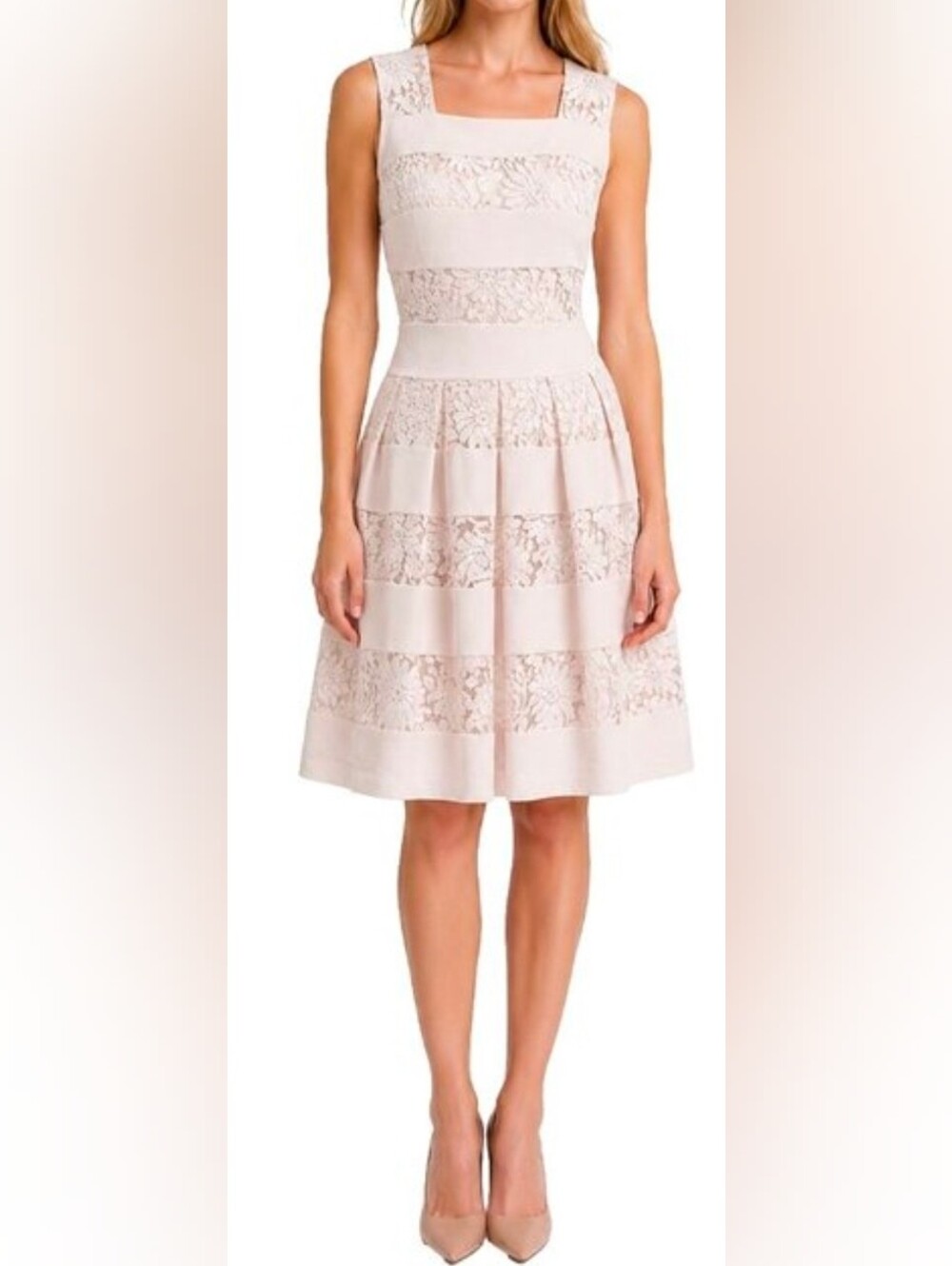 NWT Karl Lagerfeld Paris Pink Lace Fit & Flare Dress Size 14